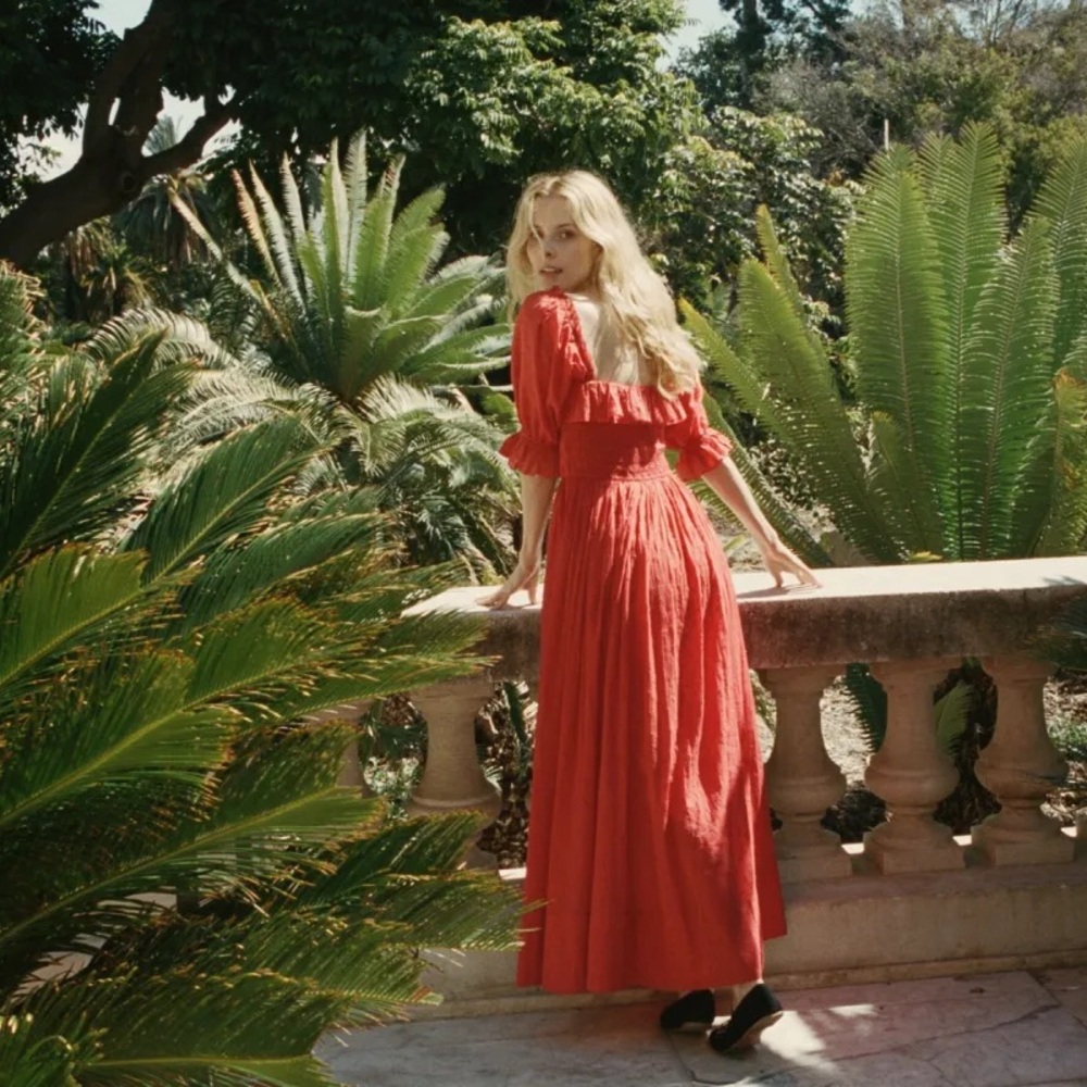 Valentines Sale! RARE! DOEN Small Sol Dress in Tomato Red Worn 5x EUC